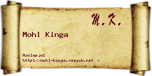 Mohl Kinga névjegykártya